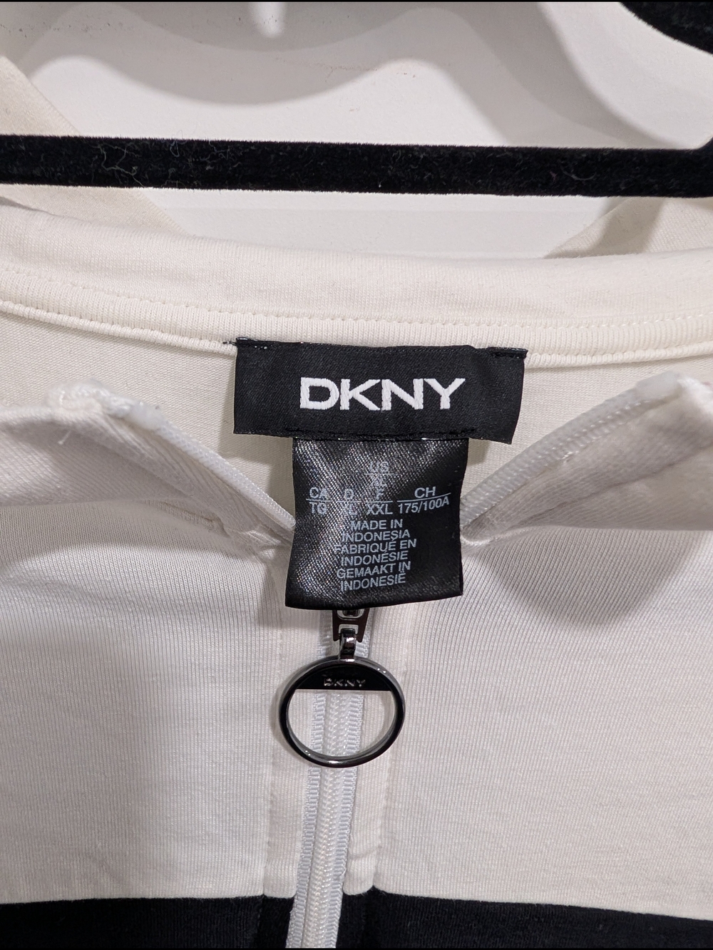 DKNY Black and White Long Sleeve Dress with Zip - Picture 2 of 6